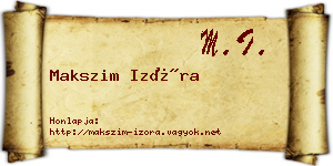 Makszim Izóra névjegykártya
